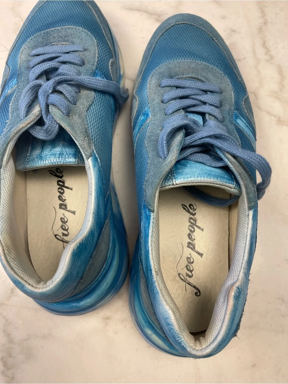 Free People turquoise Blue Mixed-Media Athletic Sneakers